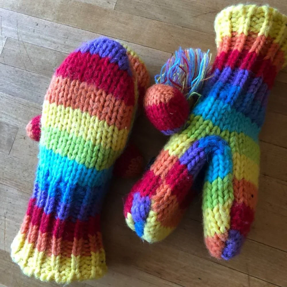 Kyber Rainbow Dog Kids Wool Blend Mittens Fleece Lined